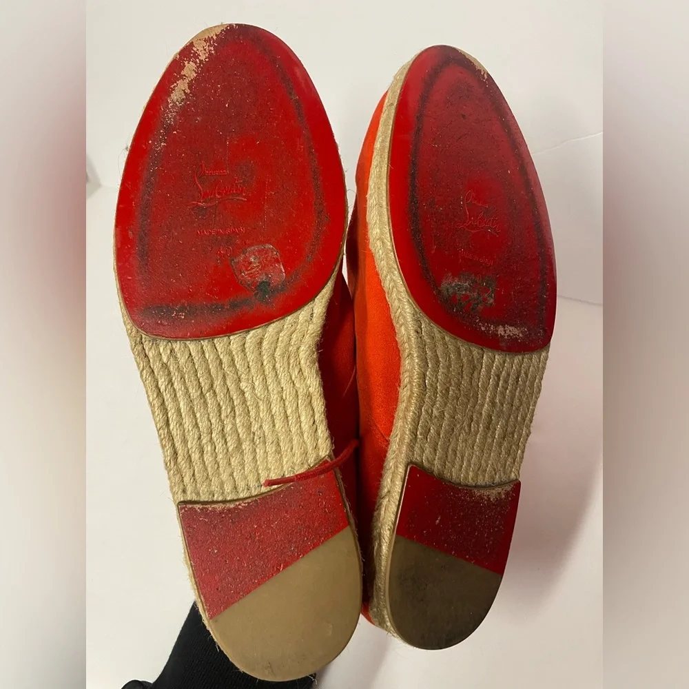 Christian Louboutin unisex Red Suede espadrille Oxford shoes 40 M 7/ W 9.5